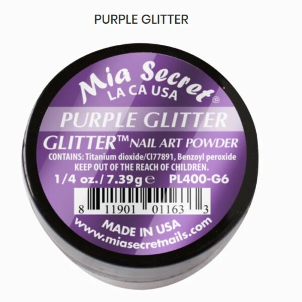POLVO ACRILICO COLECCIONES 1/4 OZ-7,5 GR  GLITTER PURPLE