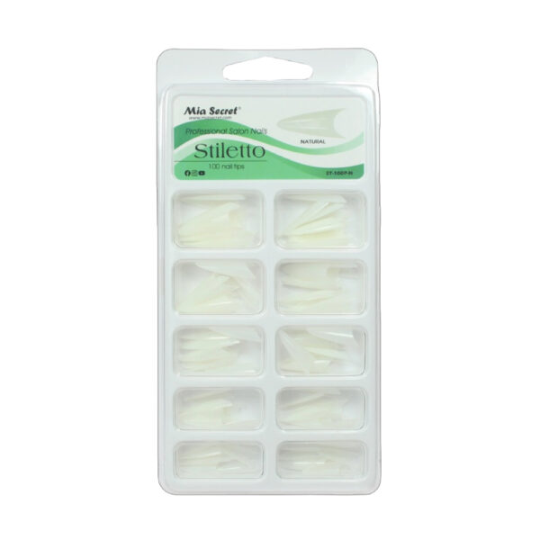 STILLETO NATURAL 100 NAIL TIPS IN PVC BLISTER / 100